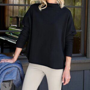 Frank & Eileen Effie Long-Sleeve Funnel Neck Capelet, Black, Size Small